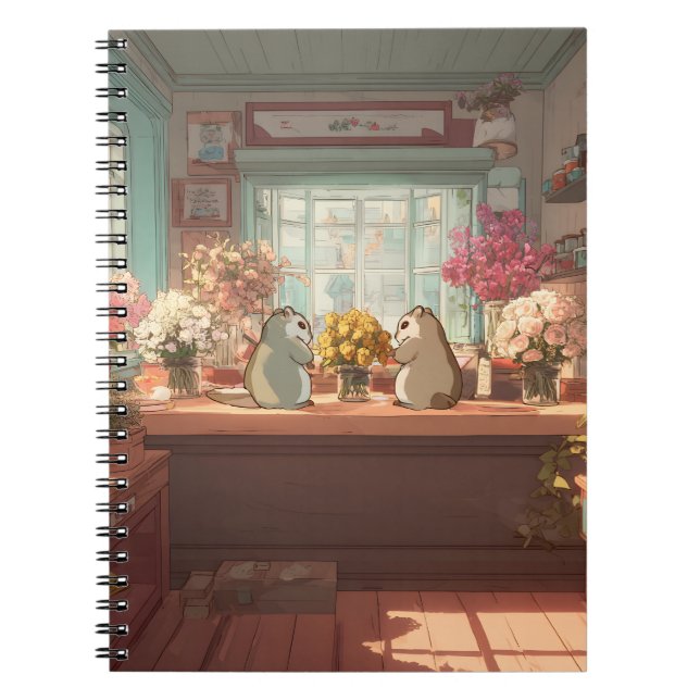 Carnet Charming Chipmunks in Cosy Flower Shop Art (Devant)