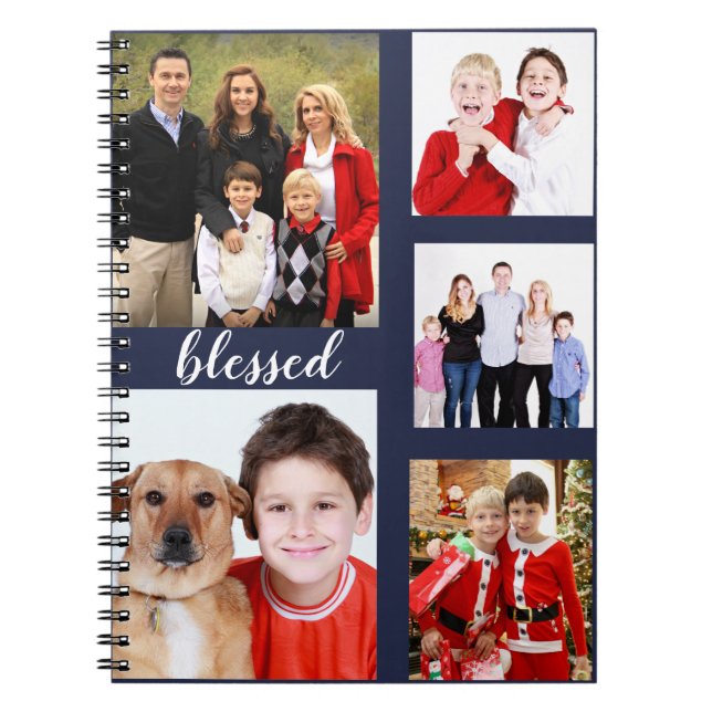 Carnet Charming Holiday Famille Photo Collage Monogramme (Devant)