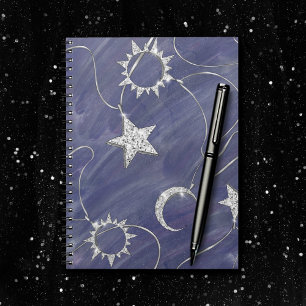 Carnet Charming Mystique   Silver Moon Stars Sun Amulet