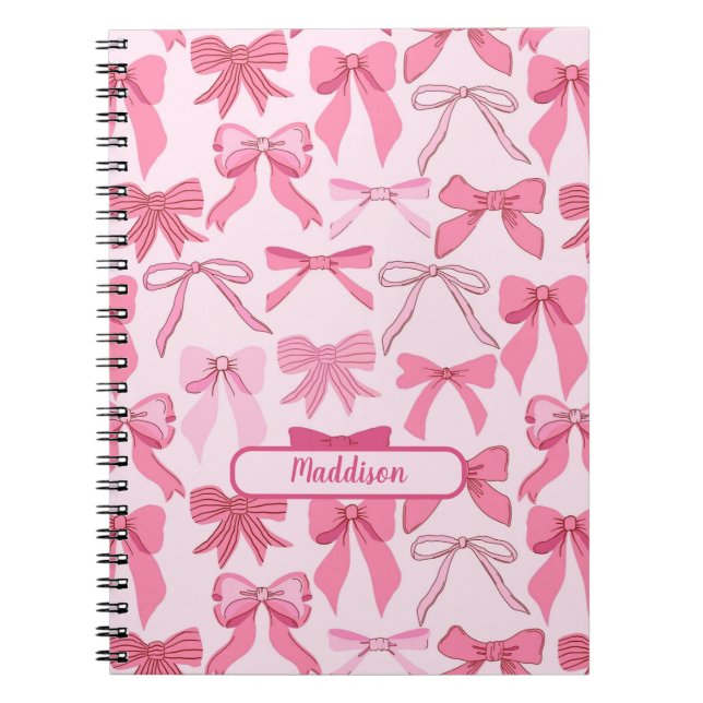 Carnet Charming Pink Bow Pattern (Devant)