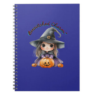 Carnet Charming Witch Girl Halloween Décor avec Citrouill