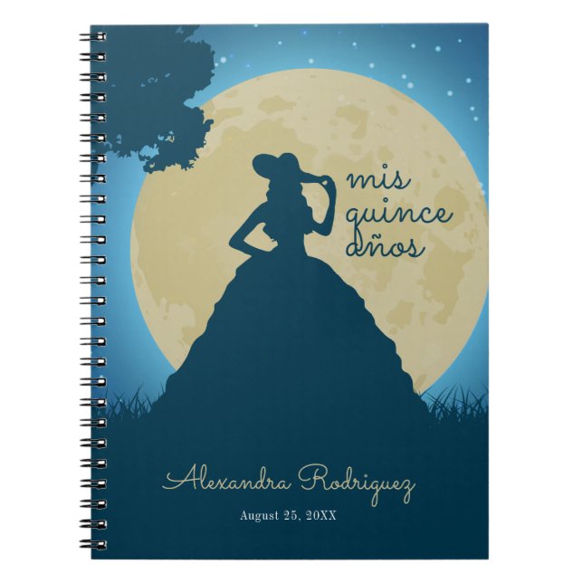 Carnet Charro Silhouette avec Lune Quinceanera (Devant)