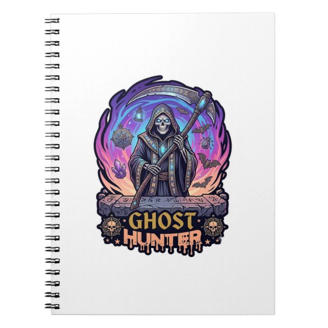 Carnet Chasseur de fantômes Faucheur Squelette Faux Fl Pu (Devant)
