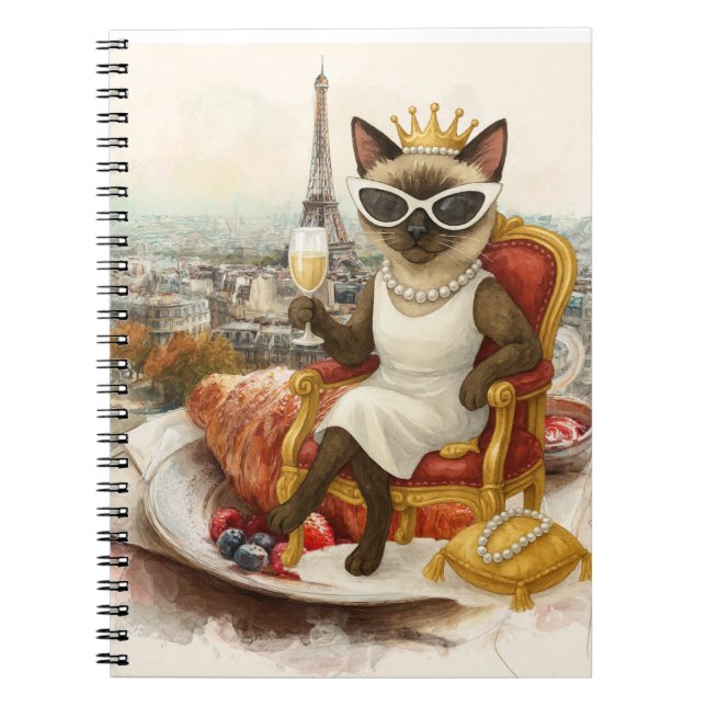 Carnet Chat à la retraite buvant du vin à Paris France (Devant)