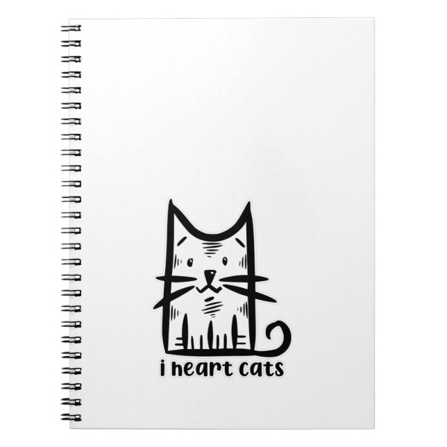Carnet Chat à moustaches, j'adore les chats (Devant)