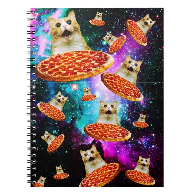 Carnet Chat à pizza de l'espace amusant (Devant)