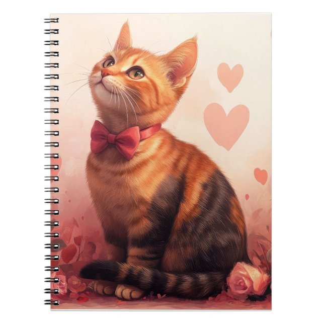 Carnet Chat abyssinien avec Rose - Saint Valentin (Devant)