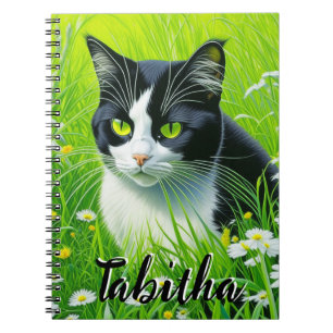 Carnet Chat adorable personnalisé dans un champ de margue