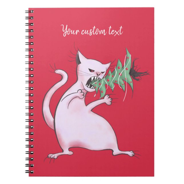 Carnet Chat amusant Noël Arbre de Manger vacances (Devant)