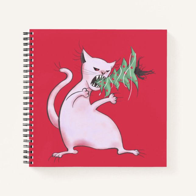 Carnet Chat amusant Noël Arbre de Manger vacances (Devant)