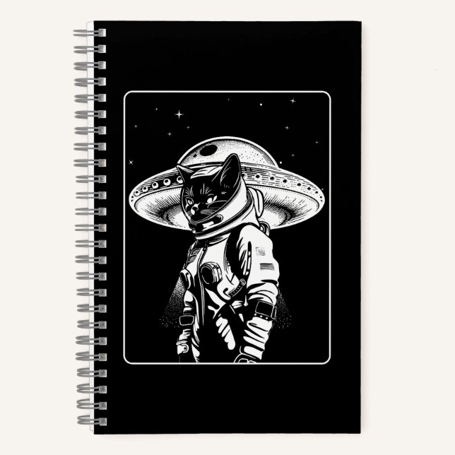 Carnet Chat Astronaute Alien UFO Science-fiction (Recto)