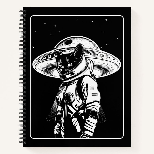 Carnet Chat Astronaute Extraterrestre UFO Science-Fiction (Devant)