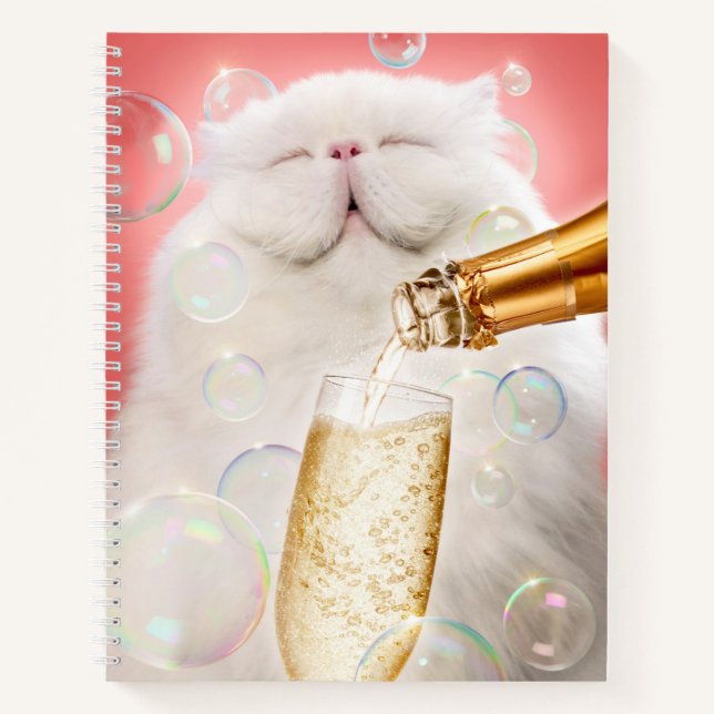 Carnet Chat Au Champagne (Devant)