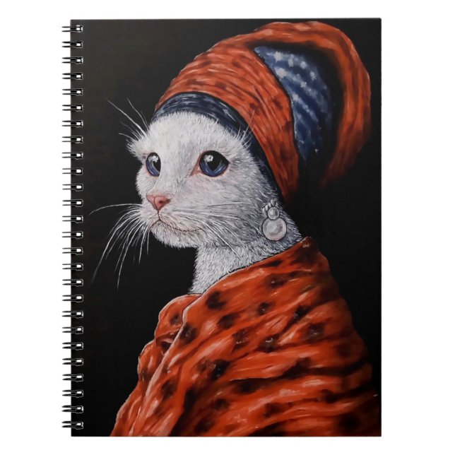 Carnet chat au collier de perle (Devant)