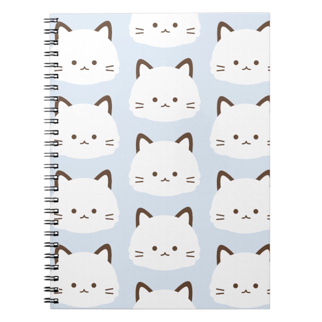 Carnet Chat au visage mignon sur fond bleu pastel (Devant)
