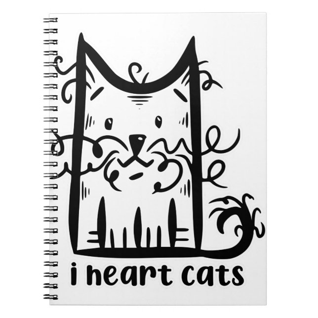 Carnet Chat aux cheveux bouclés désordonné J'adore les ch (Devant)