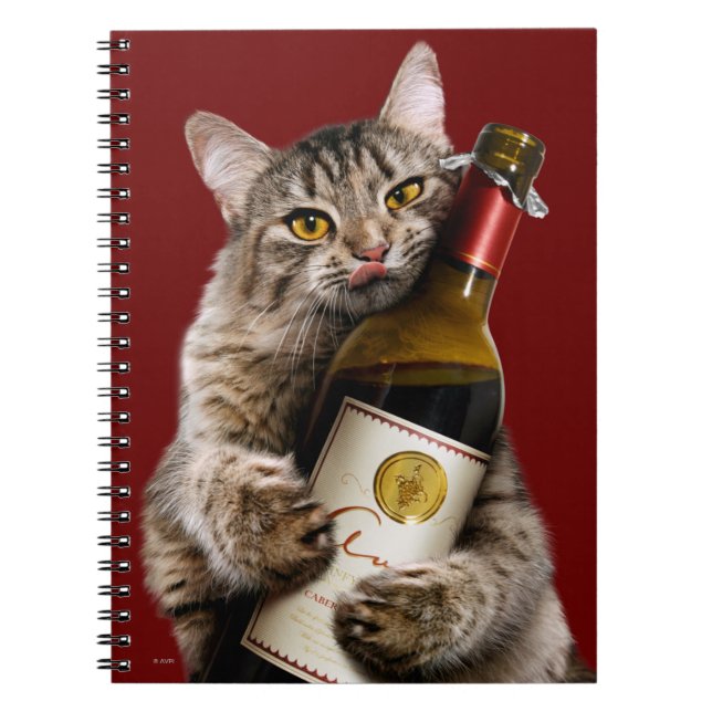 Carnet Chat Avec Bouteille De Vin (Devant)