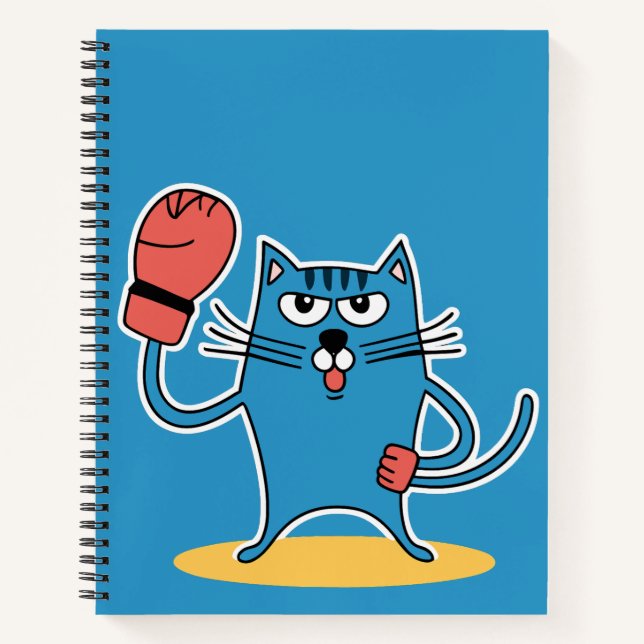Carnet Chat avec gants de boxe (Devant)
