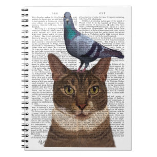 Carnet Chat avec Pigeon sur la tête