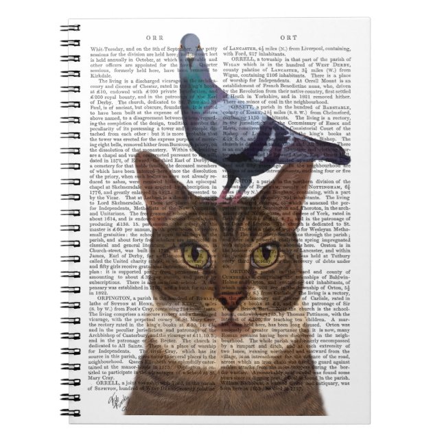 Carnet Chat avec pigeon sur tête (Devant)