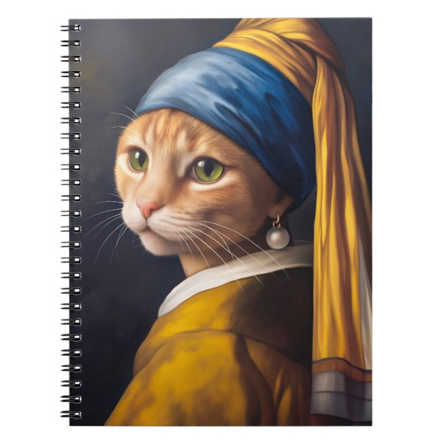 Carnet Chat avec une oreille de perle | Funny Vermeer Par (Devant)