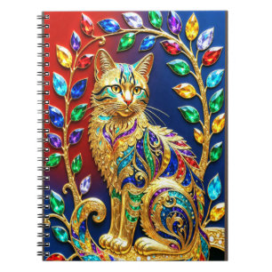 Carnet Chat bijou royal – Art de luxe multicolore