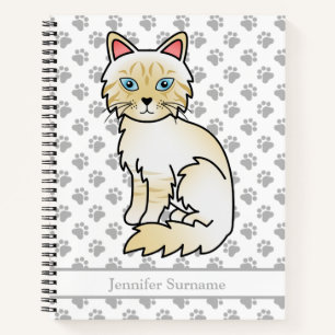 Carnet Chat Birman/Ragdoll crème point tabby & Texte pers