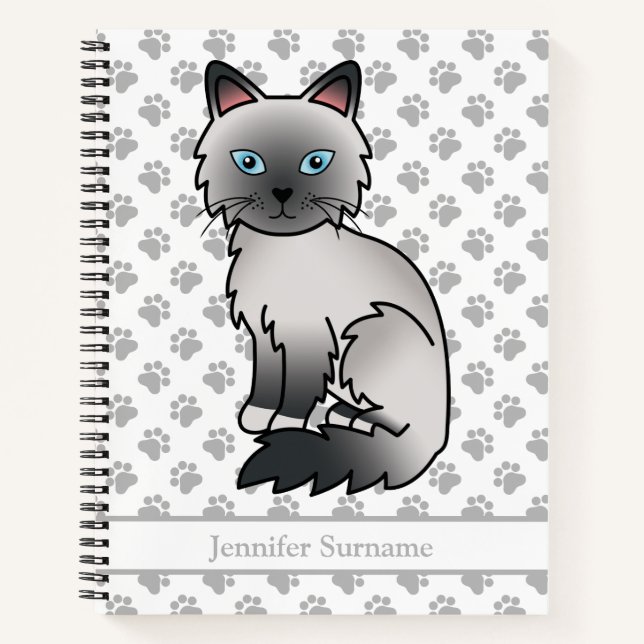 Carnet Chat Birman / Ragdoll Point Bleu / Texte personnal (Devant)