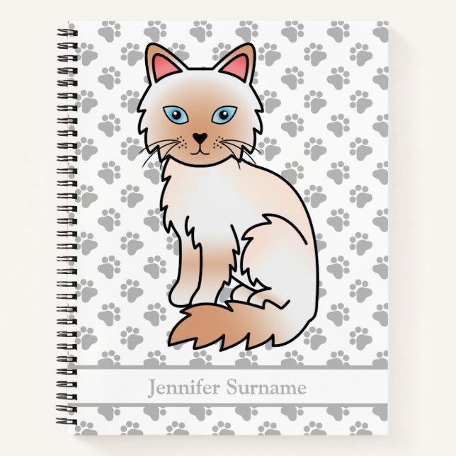 Carnet Chat Birman / Ragdoll point rouge & Texte personna (Devant)