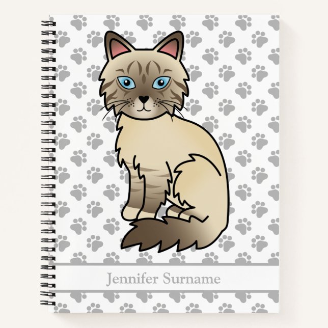 Carnet Chat Birman tabby au point chocolat & Texte person (Devant)