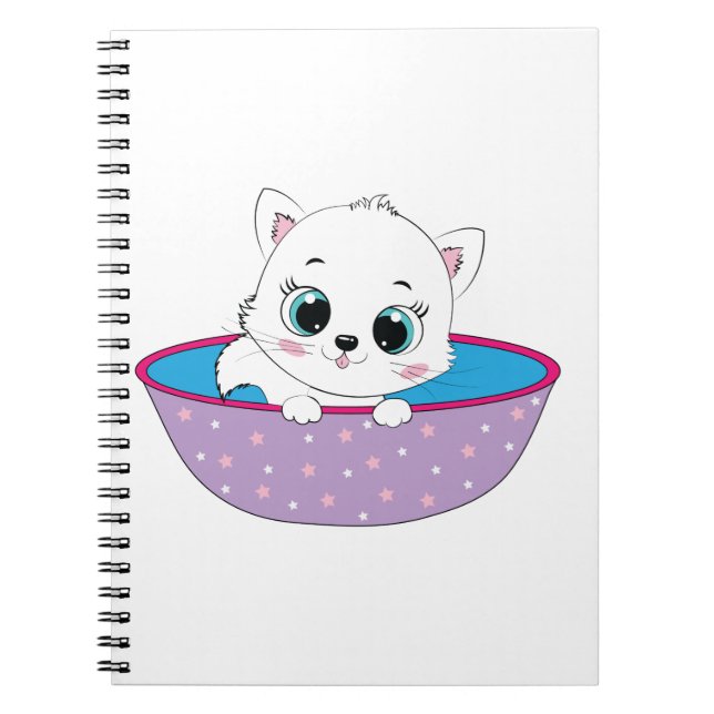 Carnet chat blanc mignon (Devant)
