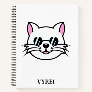 Carnet Chat blanc portant des lunettes noires / lunettes