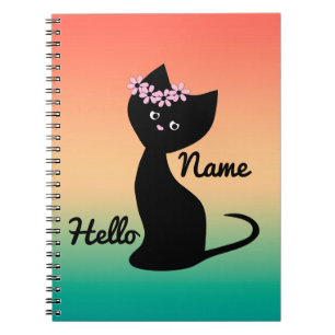 Carnet Chat chaton noir mignon dégradé personnalisé