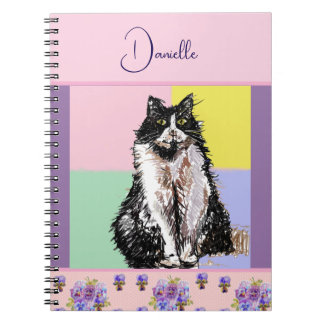 Carnet Chat Chaton Robe Rose Tuxedo Fille Personnalisable