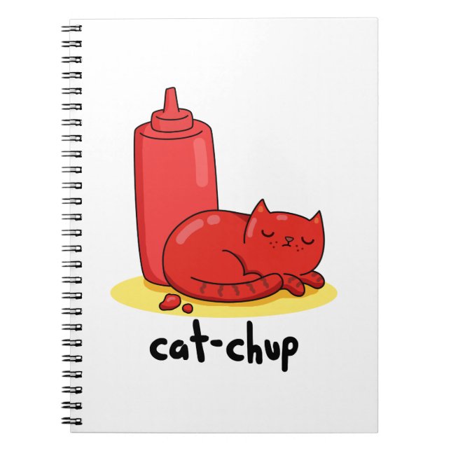 Carnet Chat-chup Drôle Rouge Ketchup Chat Jeu de Mots  (Devant)