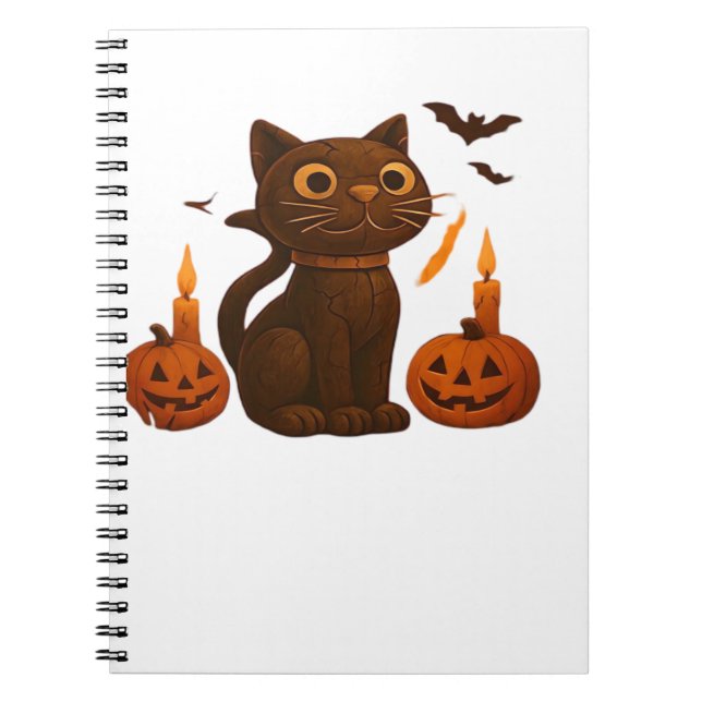 Carnet Chat Citrouille Creeper Halloween cadeau T-Shi sur (Devant)