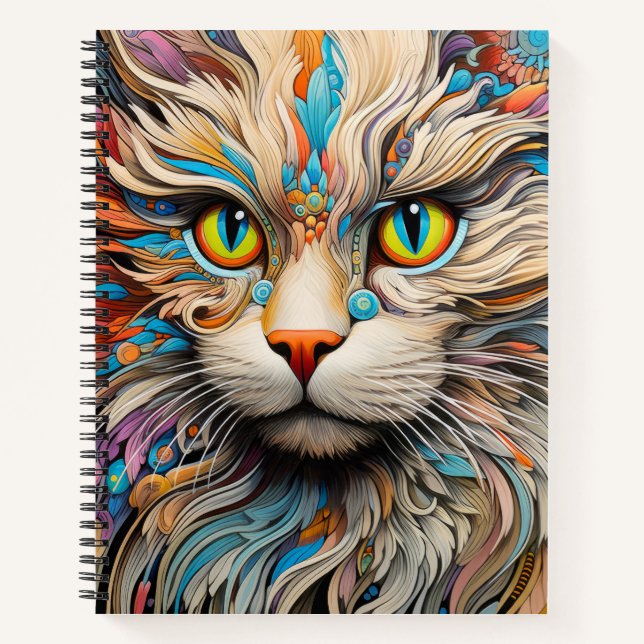 Carnet Chat Colorful Animal Enchanter Abstrait (Devant)