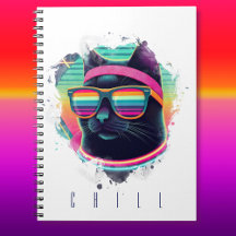 Chat Cool rétro des années 80 avec Sweatband et lu