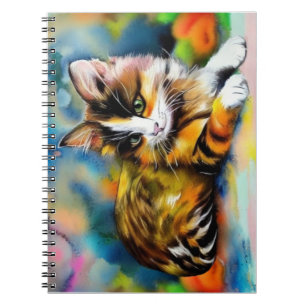 Carnet Chat couché, aquarelle -