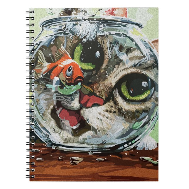 Carnet Chat Curieux & Poisson Rouge Prudent (Devant)