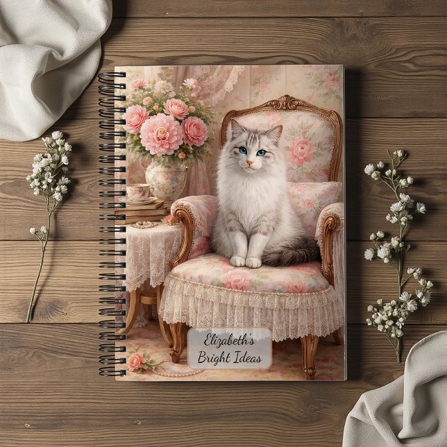Carnet Chat dans un fauteuil fleuri (Créateur téléchargé)