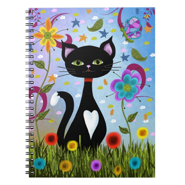 Carnet Chat dans un jardin d'art abstrait (Devant)
