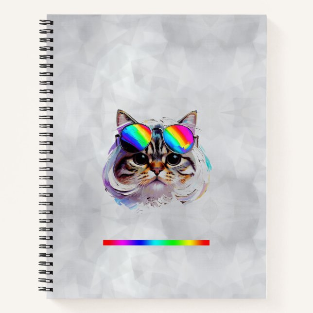 Carnet Chat dans une perruque + Lunettes de soleil (Peint (Devant)