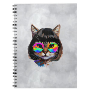 Carnet Chat dans une perruque + Lunettes de soleil (Peint