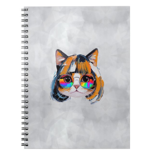 Carnet Chat dans une perruque + Lunettes de soleil (Peint (Devant)