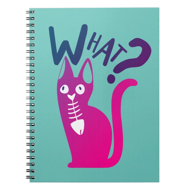Carnet Chat de dessin animé drôle couleur rose chaud  (Devant)