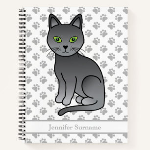 Carnet Chat de dessin animé mignon bleu russe & Texte per