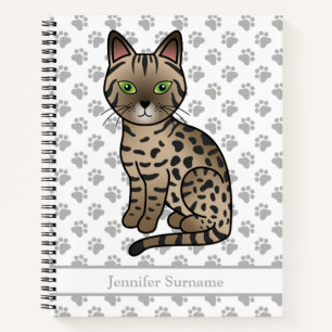 Carnet Chat de dessin animé mignon Bronze Egyptian Mau &