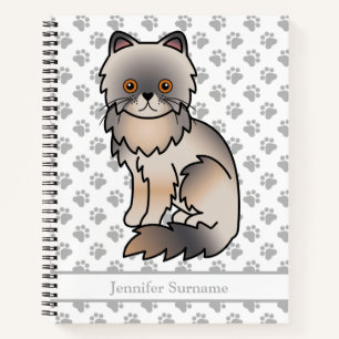 Carnet Chat de dessin animé mignon persan crème bleu & te