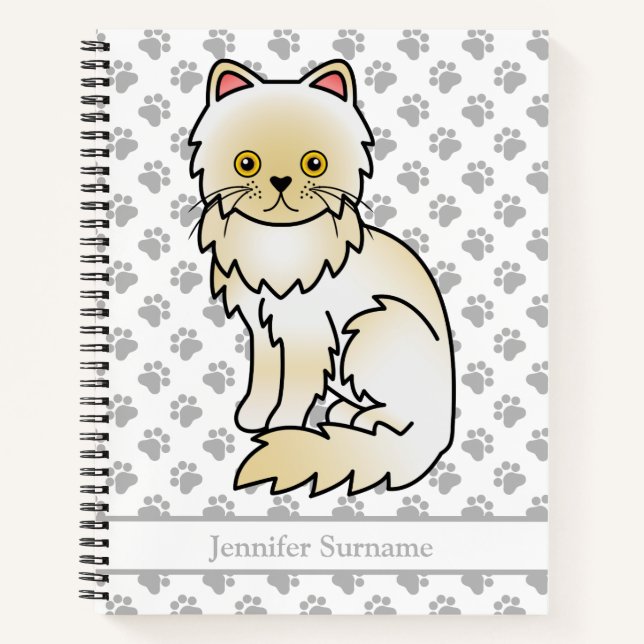 Carnet Chat de dessin animé persan crème mignon & Texte p (Devant)